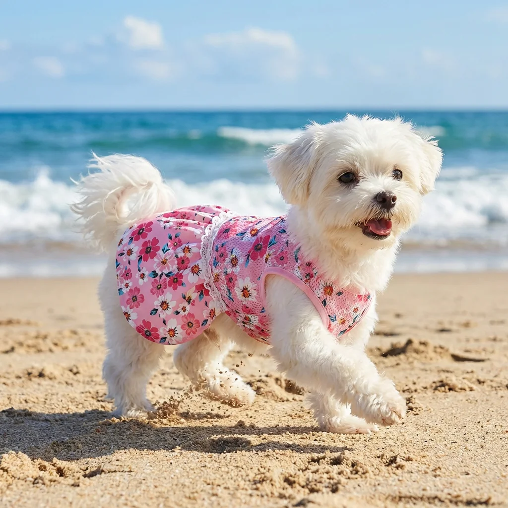Vestido floral rosa para perros y gatos pequeños/medianos cómodo - imagen 3