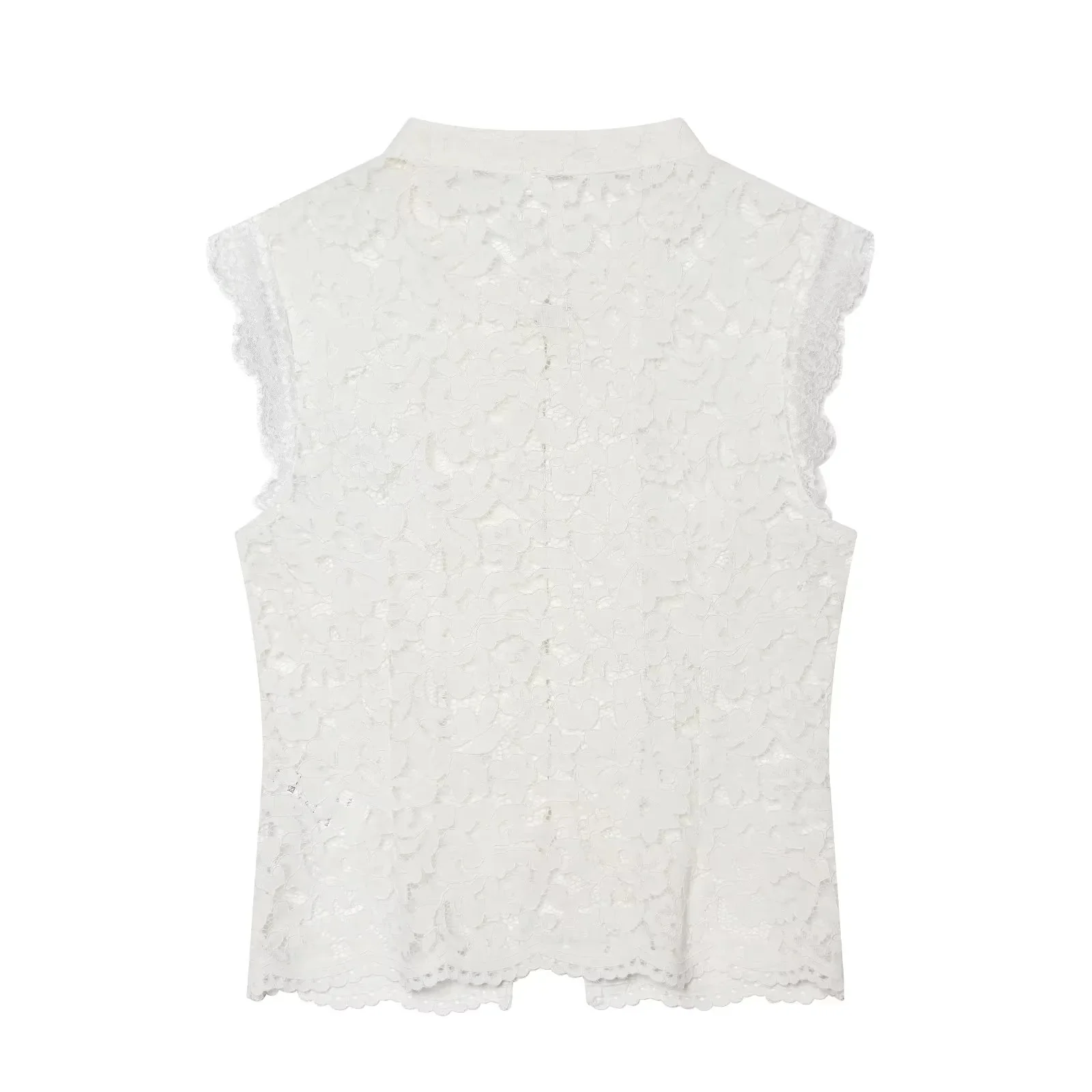 KONDALA Festliches, sexy schickes Damen-Tanktop mit Spitze, Knöpfen, Cut-Outs und Umlegekragen, ärmelloses Oberteil, modisch, Frühjahr/Sommer 2026 – Detail 15