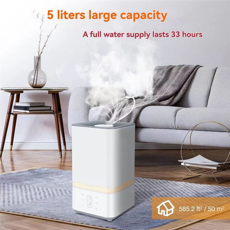 

RMWIN-Увлажнитель-распылитель, домашний увлажнитель воздуха, емкость лагера, 5 л, сенсорная панель, прохладный туман, ультразвуковой домашний офис, вилка европейского стандарта