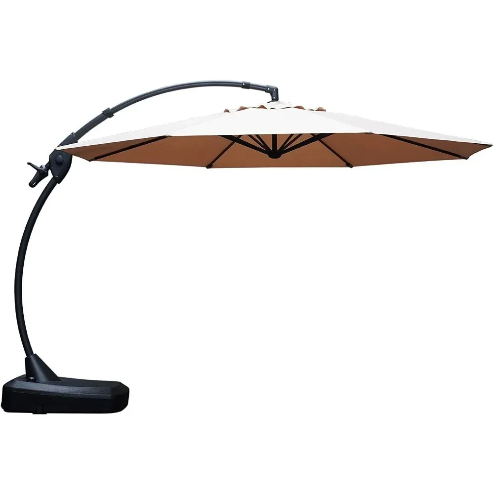 

12 FT Offset Round Umbrellas Outdoor, Aluminum Cantilever Patio Umbrella with Base for Pool Garden Backyard, Outdoor Umbrella