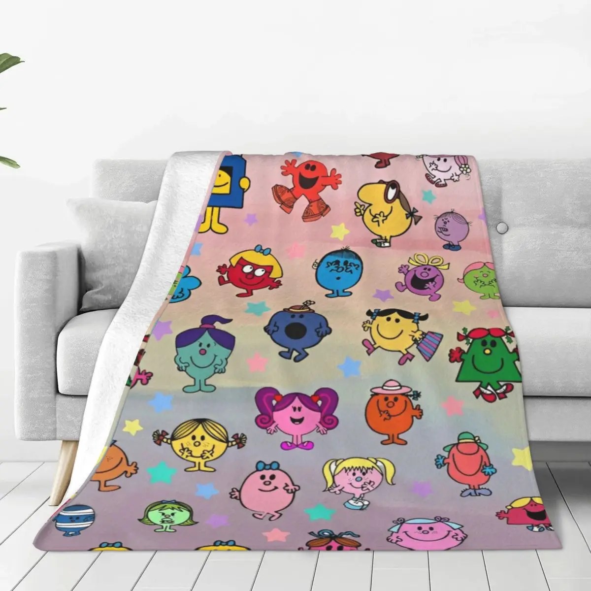 Super Soft BlanketKids Travel Mr M-Men Cartoon Little M-Miss Throw Blanket Flannel Bedspread For Outdoor Fluffy Sofa Bed Cover