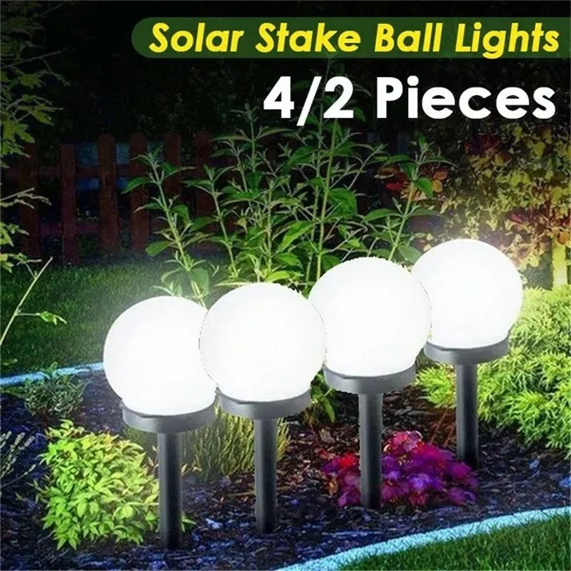 4/2pcs lampadina a LED ad energia solare lampada a energia luce da giardino per esterni impermeabile lampione stradale pannello solare luci a sfera lampada da giardino