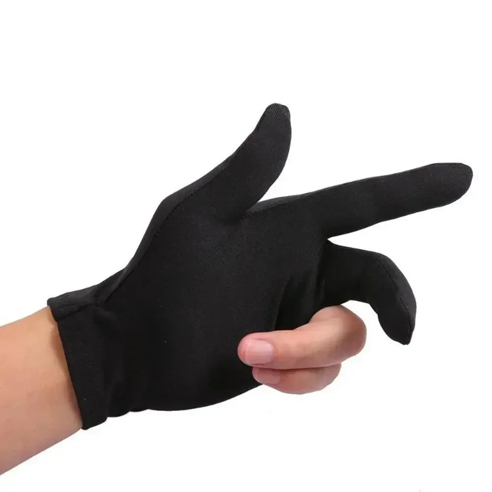 Guantes de billar para hombre y mujer, universales, transpirables, antideslizantes, elásticos, de tres dedos, para piscina, antideslizantes