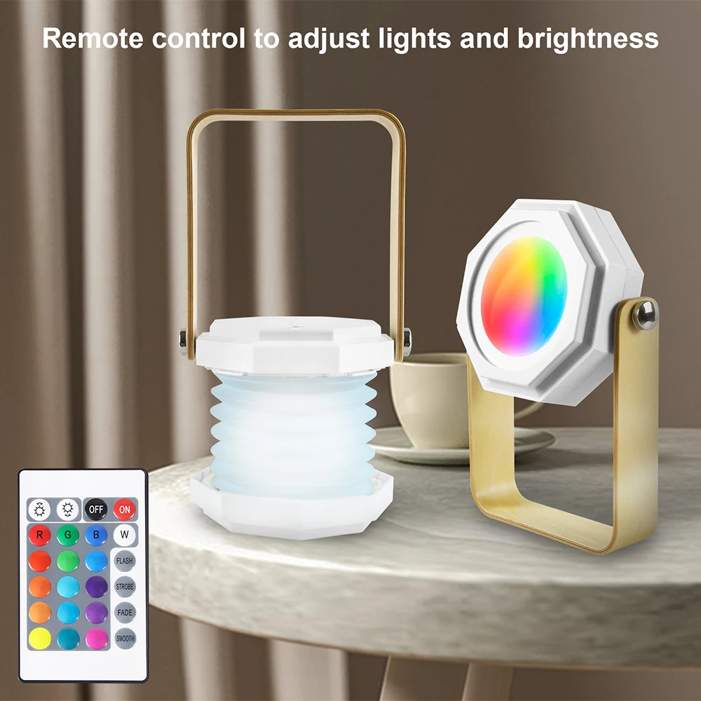 Rechargeable LED Lantern Lamp Portable Night Lights with Remote Control RGB Color Changing Bedside Lamp Touch Control Desk Lamp