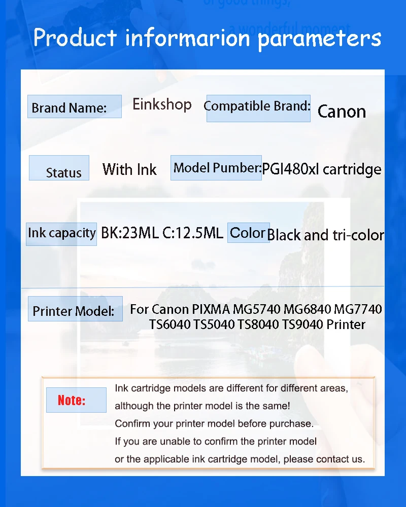 1set 5/6pcs PGI-480 CLI-481 PGI-480XXL CLI-481XXL Ink Cartridge for Canon PIXMA TS704 TR7540 TR8540 TS6140 TS6340 TS9540 TS8140