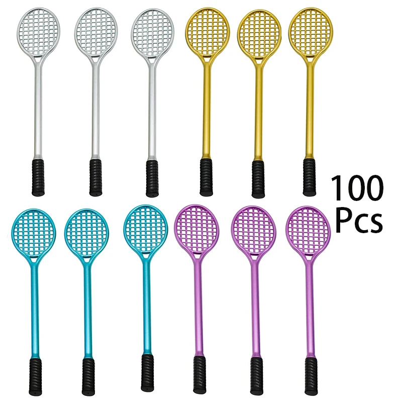 

100Pcs Tennis Racket Gel Pen Black Ink for Home Office School