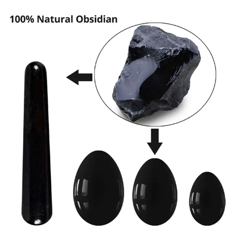 Oeuf de Yoni en obsidienne pour l\'exercice de Kegel, massage naturel et diversifié des muscles vaginaux, masseur corporel féminin