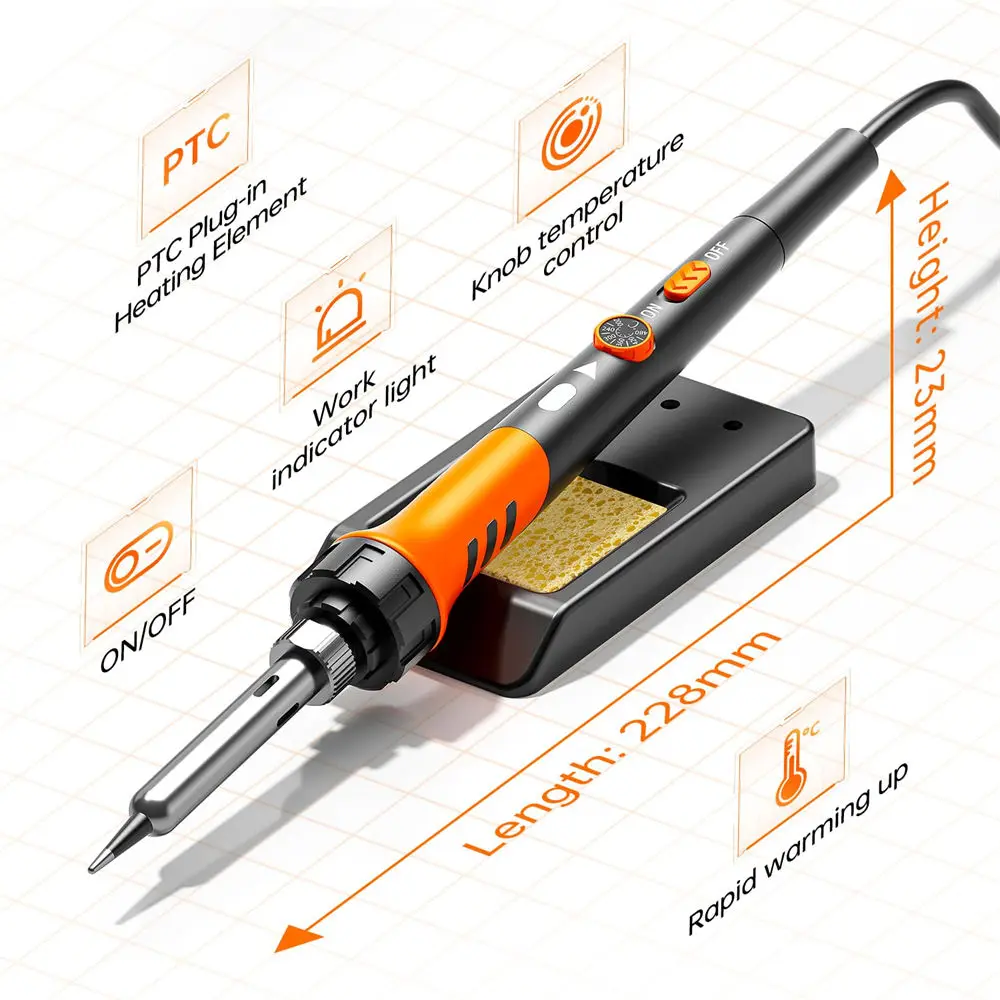 12in1 Soldering Iron Premium Kit 60W Soldering Gun with Ceramic Heater Adjustable Temperature 200 to 450°C Includes Soldering
