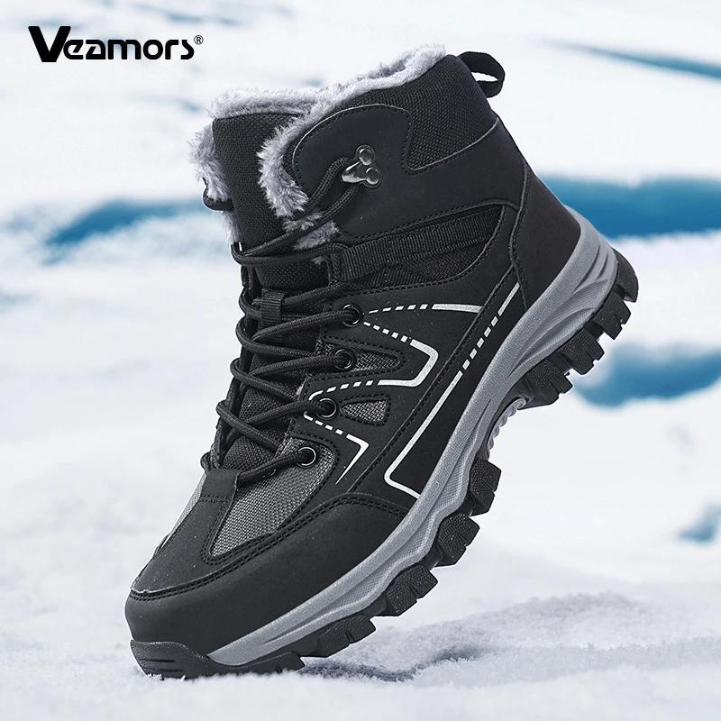 

Winter Men's Hiking Boots Male Soft Sneakers Mountain Hiking Men's Casual Sneakers Keep Warm for Walking Climbing Non-Slip
