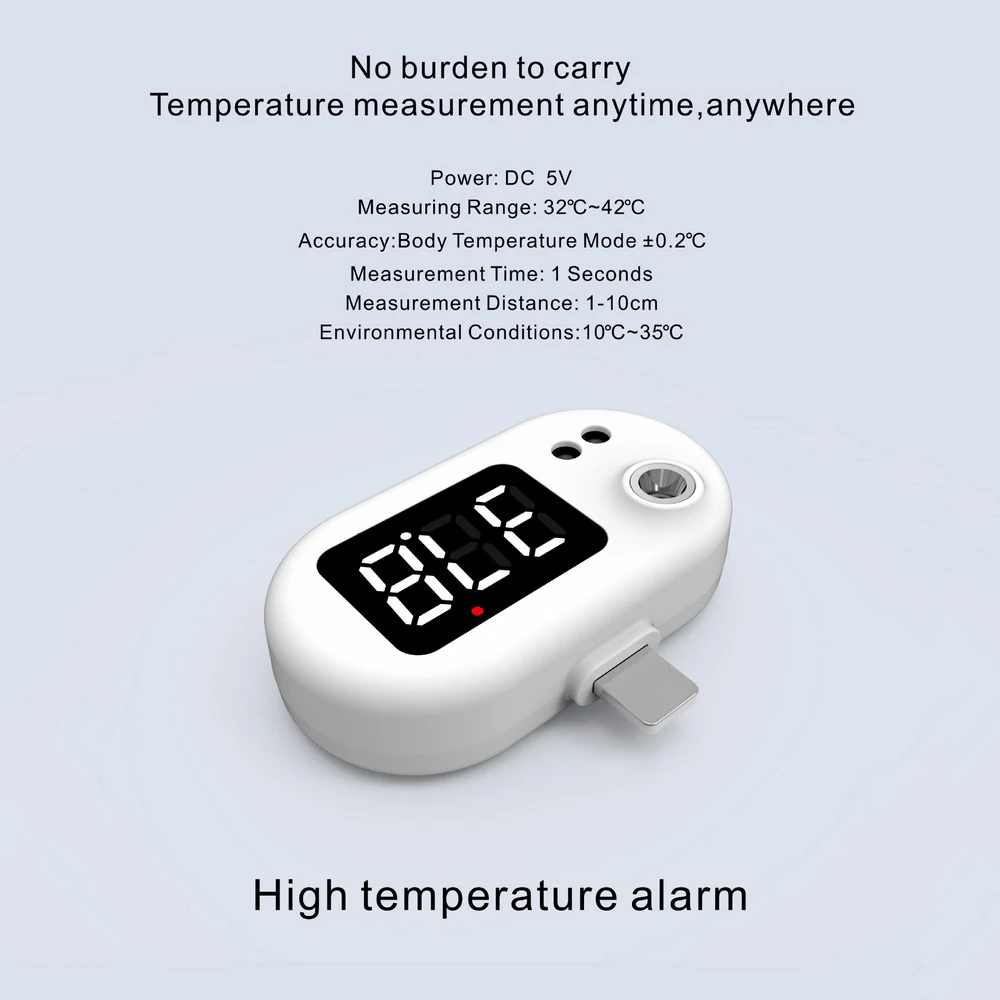 Usb Smart Thermometer LED Display Cell Phone Thermometer Infrared Thermometer Mini Electron Temperature Sensor with Type-C Joint