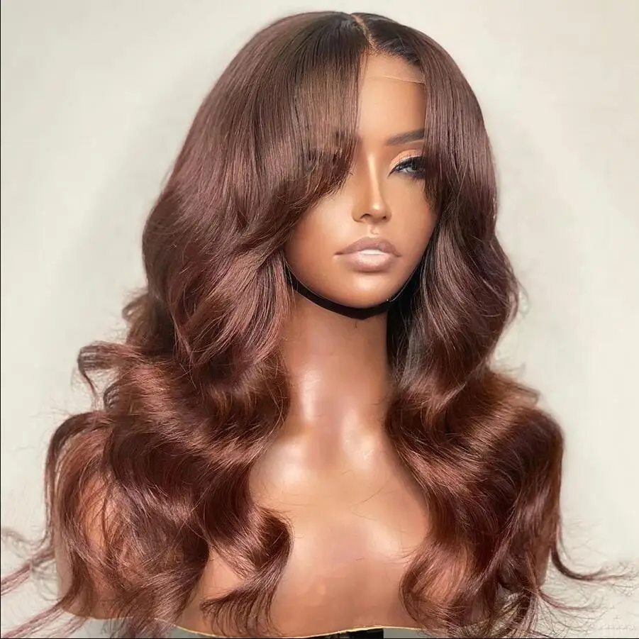 

Long Soft 26Inch Brown 180Density Natural Body Wave Lace Front Wig For Women With BabyHair Preplucked Daily Glueless Fashion Wig