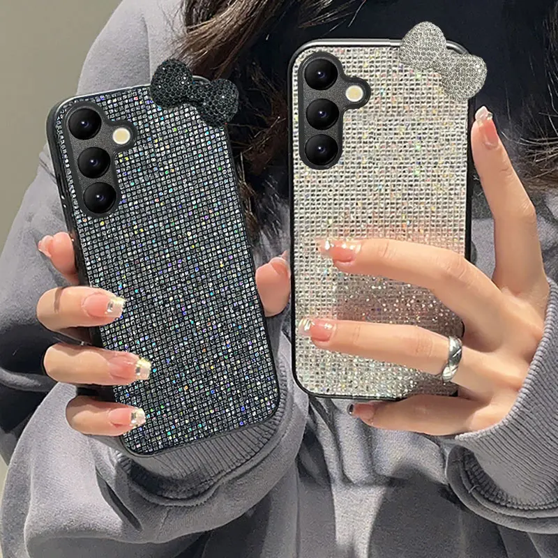 Luxuriöse Glänzende 3D-Kunstdiamant-Schleifenknoten-Handyhülle für Samsung Galaxy S26 Ultra S25 S24 S23 S22 Plus FE S25Edge Liebliche Weiche Schutzhülle – Detail 1