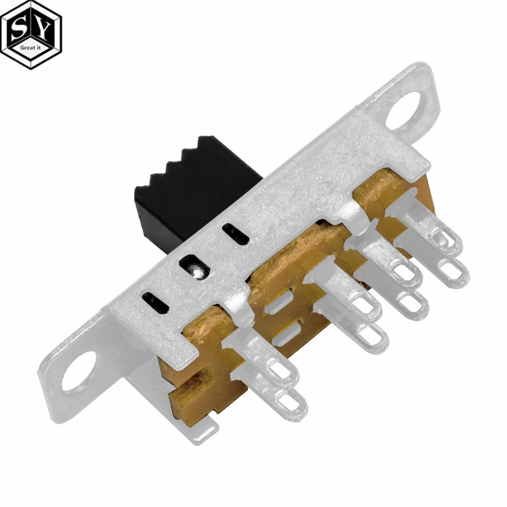 10pcs  SS23E04 Double Toggle Switch 8 Pins 3 files 2P3T DP3T Handle high 5mm small slide switch