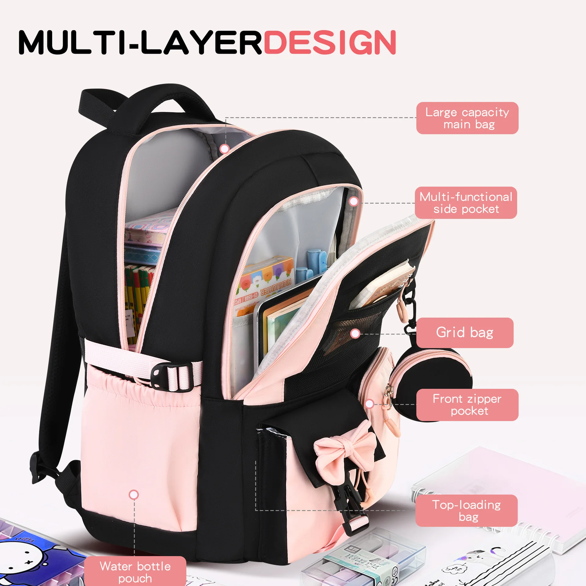 Children School Bags Set Large Capacity Schoolbag Lightweight School Backpack Kids Book Bag Waterproof Laptop Travel Droshipping