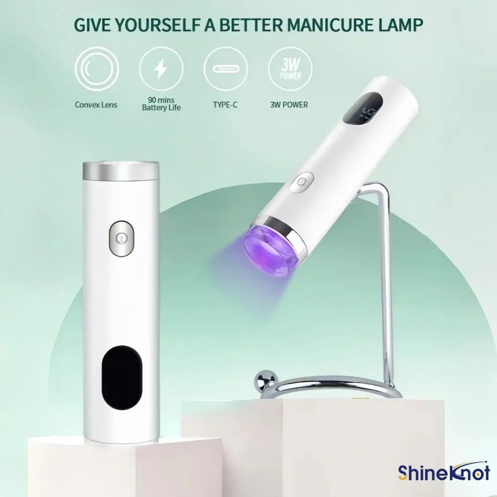 

SHINEKNOT Handheld Quick Drying Nail Lamp Magnetic Mount Rechargeable Portable Mini LED UV Gel Curing Lamp Nail Art USB Charging