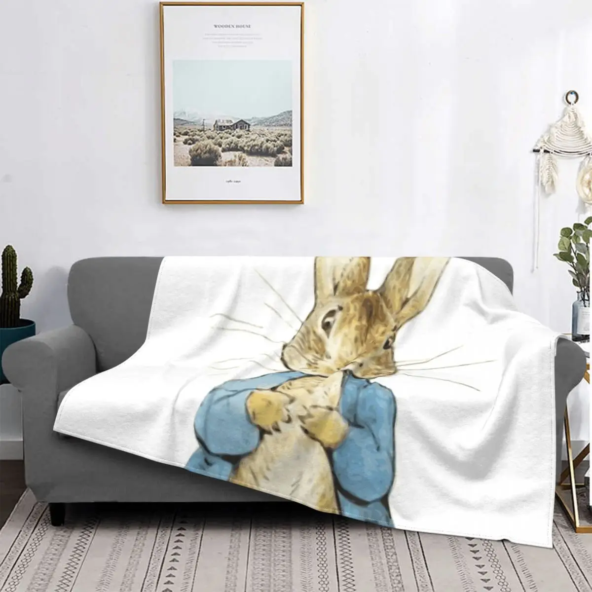 Manta de Peter Bunny para cama, cubrecama a cuadros, sofá, toalla de playa, mantas a cuadros, textiles para el hogar de lujo