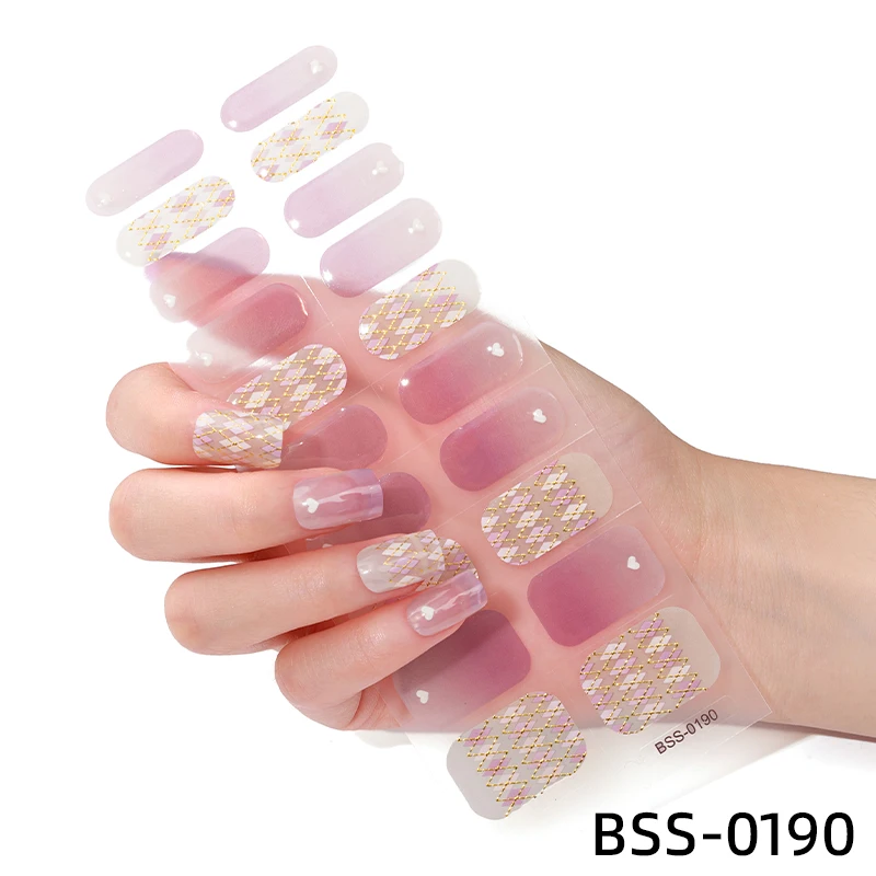 New Semi Cured Gel Nails Art Sliders Manicure Full Beauty Stickers for Nails Nail Decoration UV LED Lamp Need Nail Wraps