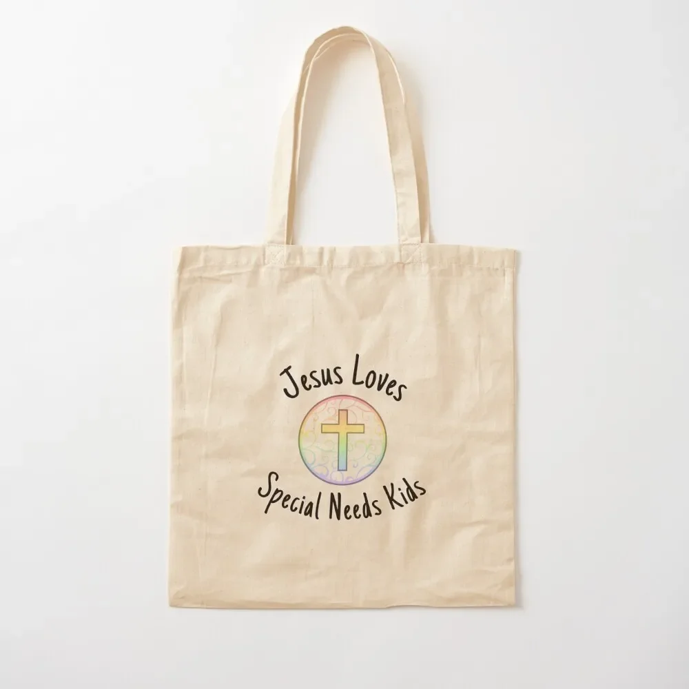 

Jesus Loves Special Needs Kids Tote Bag shopping cart bags canvas tote tote bag women Bag