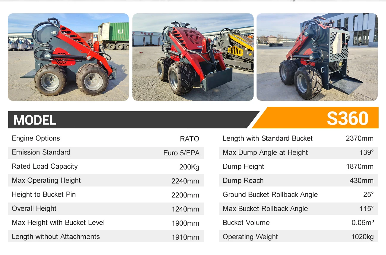 Maßgeschneiderter Mini-Skidsteer-Ständer aus China mit Anbaugeräten, Mini-Raupen-Kompaktlader mit Schiene – Detail 7