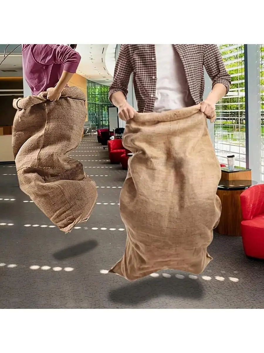 3/6pcs Planting Burlap Bags, 19.7x35.4in Fun Jute Bags, Suitable for Outdoor Lawn Games, Gardening, DIY Burlap Bags, Competition gallery 5