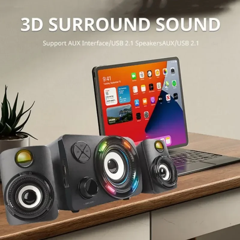 Desktop Audio Home Office USB Wired Sound Box Cool Computer Notebook Audience Bluetooth Speaker Laptop 2.1 RGB Gaming Speakers