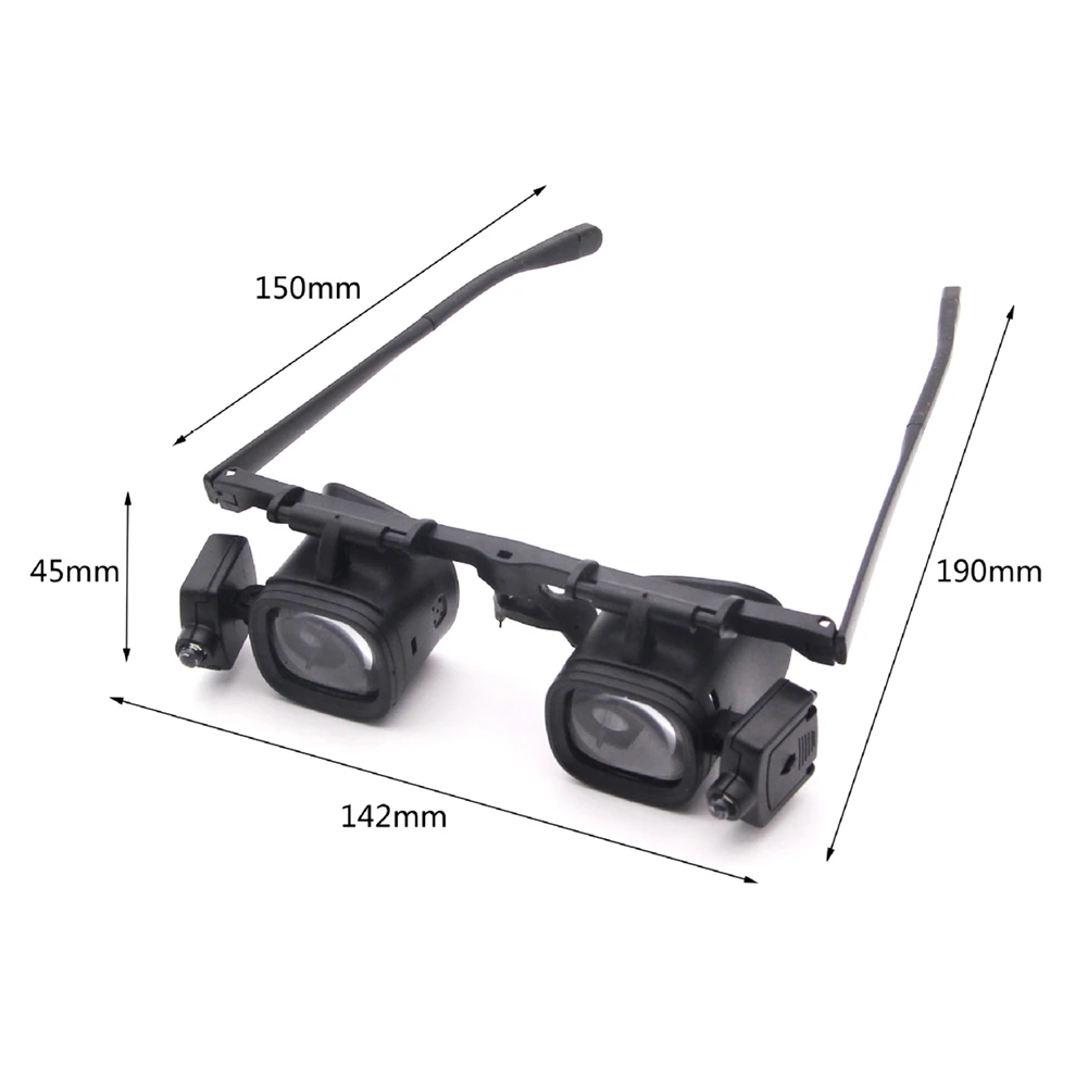 LEDライト付きヘッドバンド拡大鏡、ジュエリー、時計の修理、はんだ付け、拡大鏡、ルーペ、溶接メガネ、黒、24倍