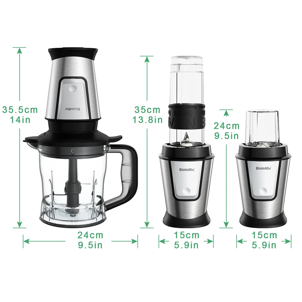 BioloMix 3-in-1 Multifunctional Food Processor 700W Portable