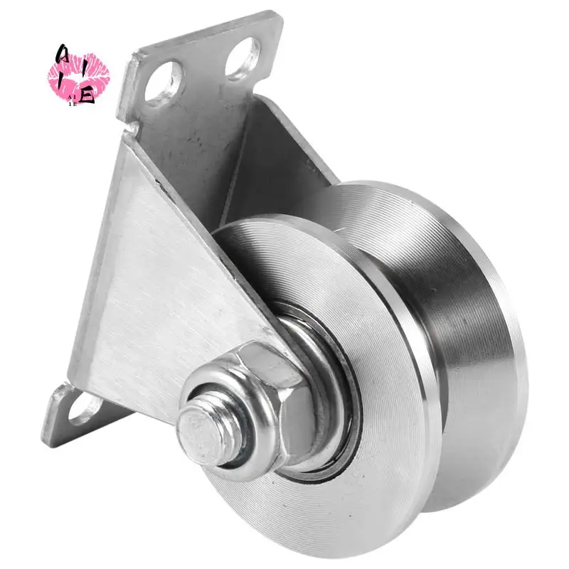 

A11E-1-Pack V-Type Stainless Steel Pulley Block Mute Bearings Groove Sliding Roller Track Wheel