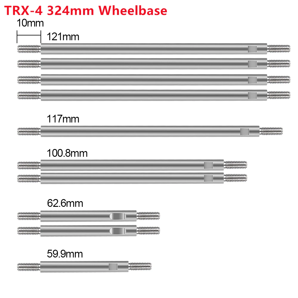 YEAHRUN zestaw łączników ze stali nierdzewnej drążek łączący 324mm 313mm dla 1/10 zdalnie sterowany samochód gąsienicowy TRX-6 TRX4 części zamienne