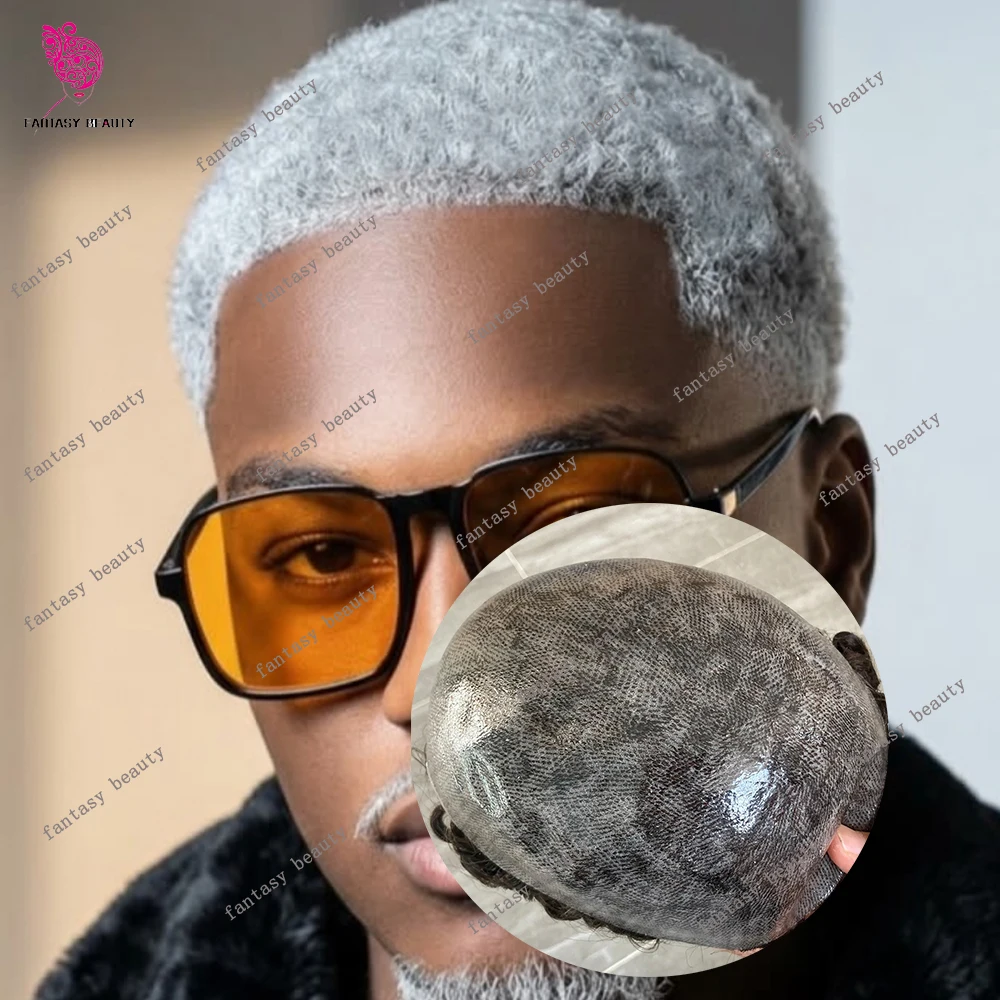 

Серый афро-парик 6 мм, кудрявый, 1B50, черный, из натуральных человеческих волос, прочный, на полной кожаной основе, для мужчин