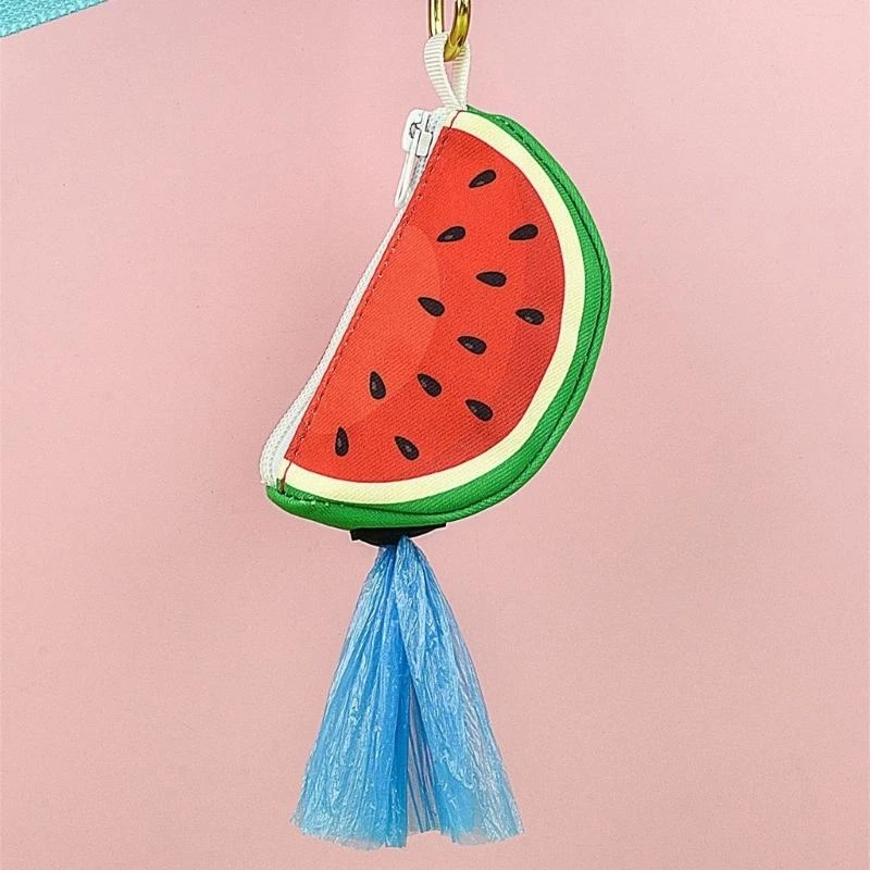 

Fruit Pet Waste Bag Holder Walking Trash Bag Dispenser Zippered Poop Bag Holder