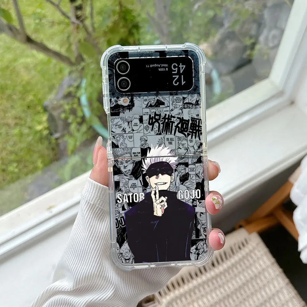 Anime Ryomen Sukuna Jujutsus Kaisen Phone Case for Samsung Galaxy Z Flip 3 4 Z Flip 5 Z Fold 4 5G PC Soft Anti-fall Back Cover