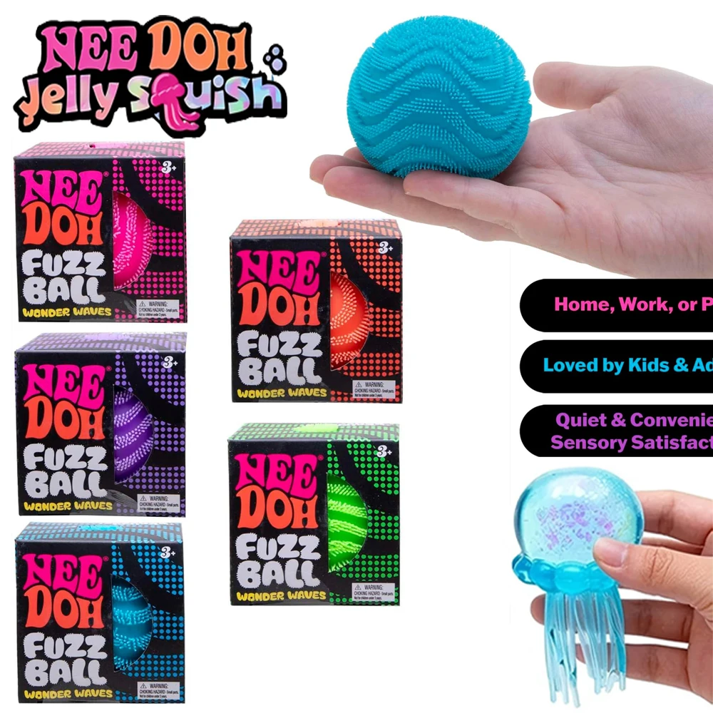 Stress Relief Toys NeeDoh Fuzz Ball Blind Box Desktop Ornament Soft Stress Ball Fun Squishy Toy for Adults Kids Under Pressure