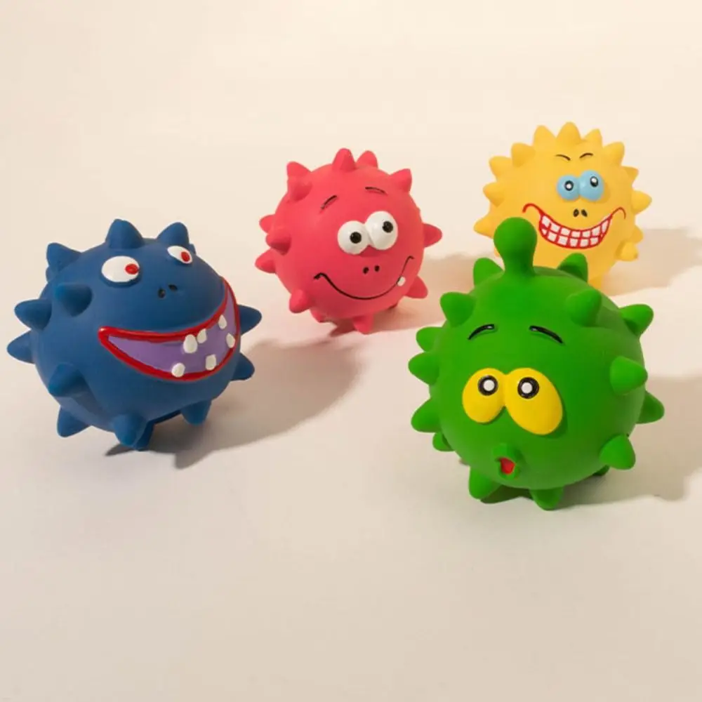 Cute Funny Expression Spiky Ball Dog Toy Latex Squeaky Pet Dog Chew Toy Teeth Grinding and Cleaning Soft Pet Supplies
