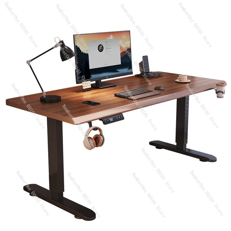 Bureau électrique réglable en hauteur de qualité supérieure, poste de travail intelligent en bois massif, table d'ordinateur pour la maison et le bureau, idéal pour le gaming, l'étude et l'écriture