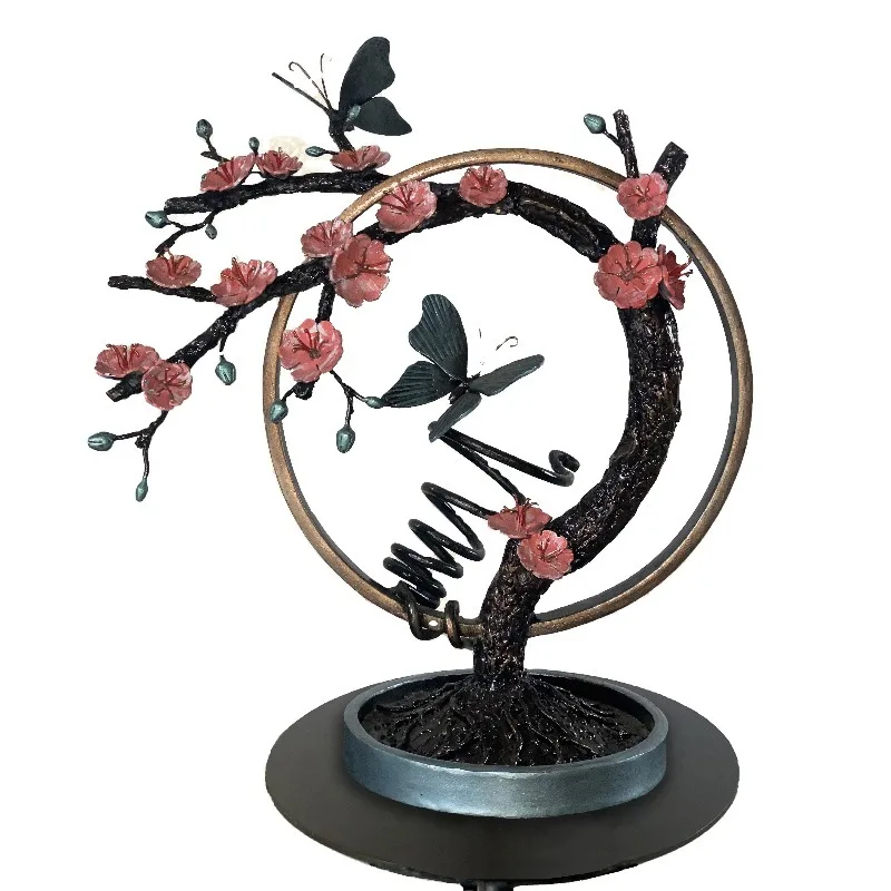 Peach Blossom Wine Rack Iron Art Sculpture Handmade Modern Wedding Home Decoration Customizable Display Rack Elegant