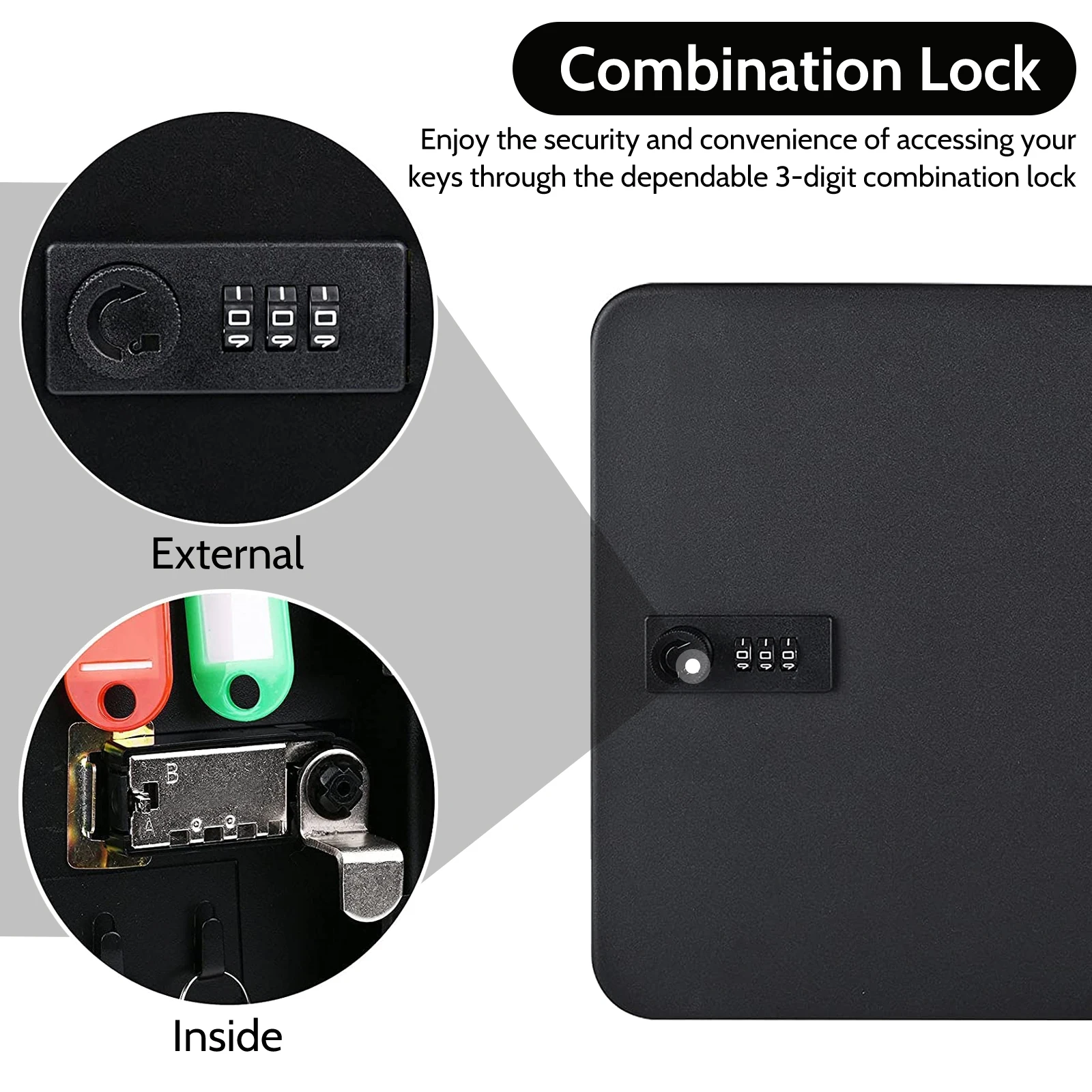 Wall Mounted Cabinet Steel Security Lock Box with Combination Lock Lock Locked Key Organizer Key Management Key Storage Lock Box