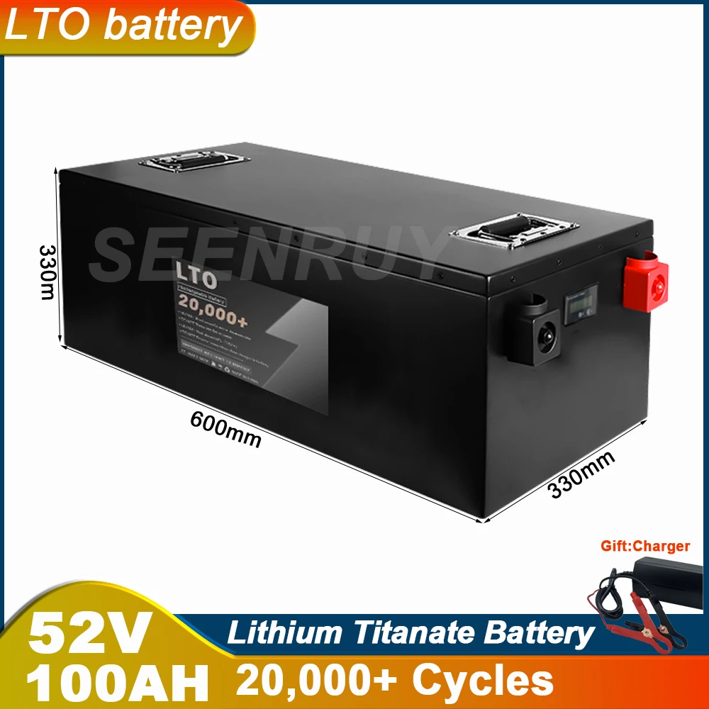 52V 100Ah LTO With Charger Lithium Titanate Battery For 4000W 9000W Home Solar System City Grid (on/off)  Energy Storage RV