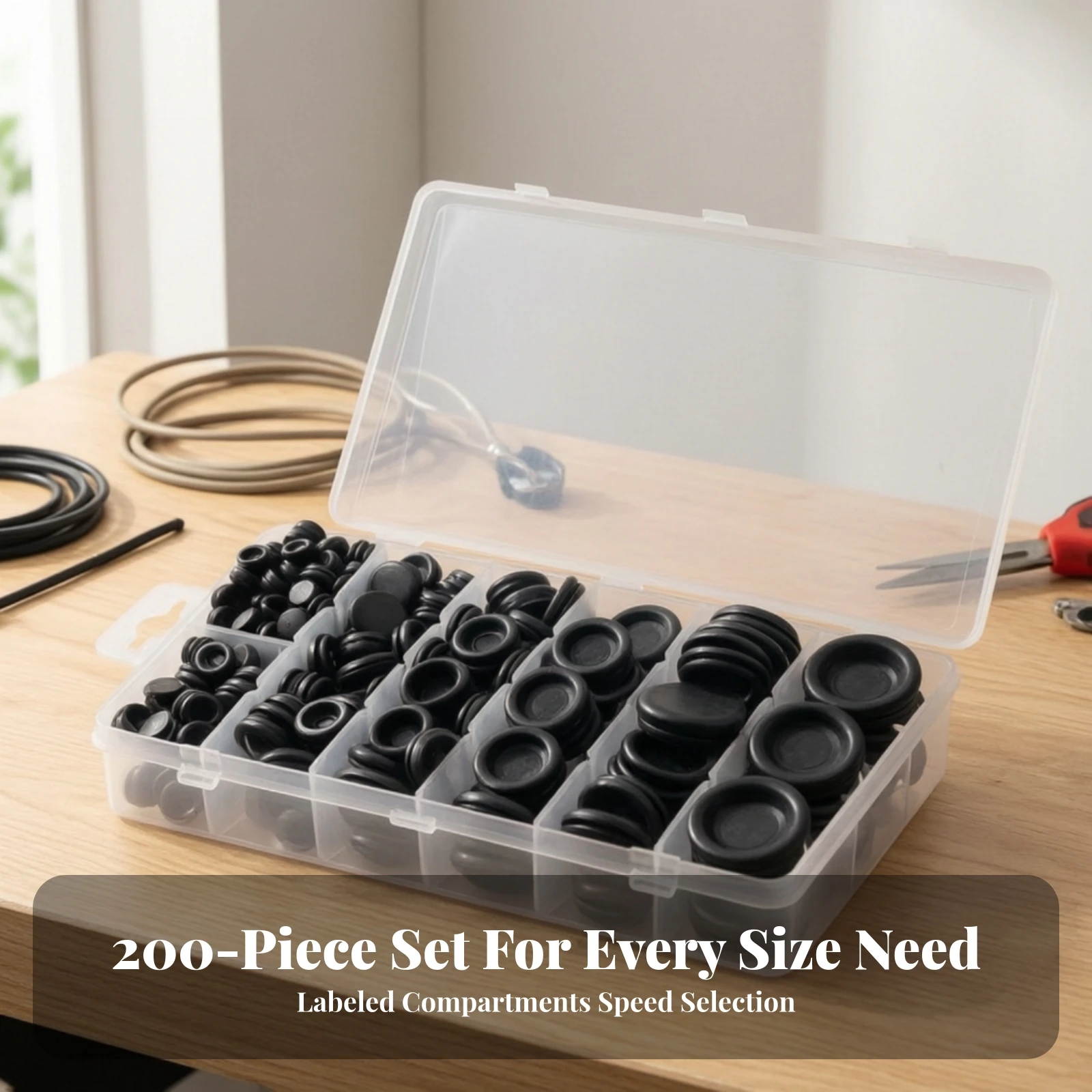 200 Pieces Cable Grommet Assortment Guard Grommet Assortment Grommets Electrical Long-Lasting for Electricians, Wiring Projects