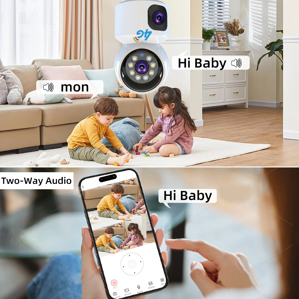 4K Dual Lens Home Security Camera 4G Night Vision Human Detection Auto Tracking 2-Way Talk Motion CCTV V380 PRO