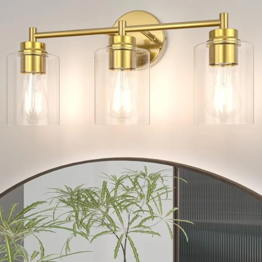 Bathroom Vanity Light Fixtures, -Light Brushed Wall Sconce with Clear Glass, Modern Vanity Lights Over Mirror for Bathroom, Kit