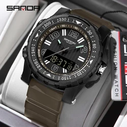 SANDA 3375 Men's Electronic Watches Fashion Sport Waterproof Quartz Silicone Strap Clock Calendar Male Analog Digital Wristwatch