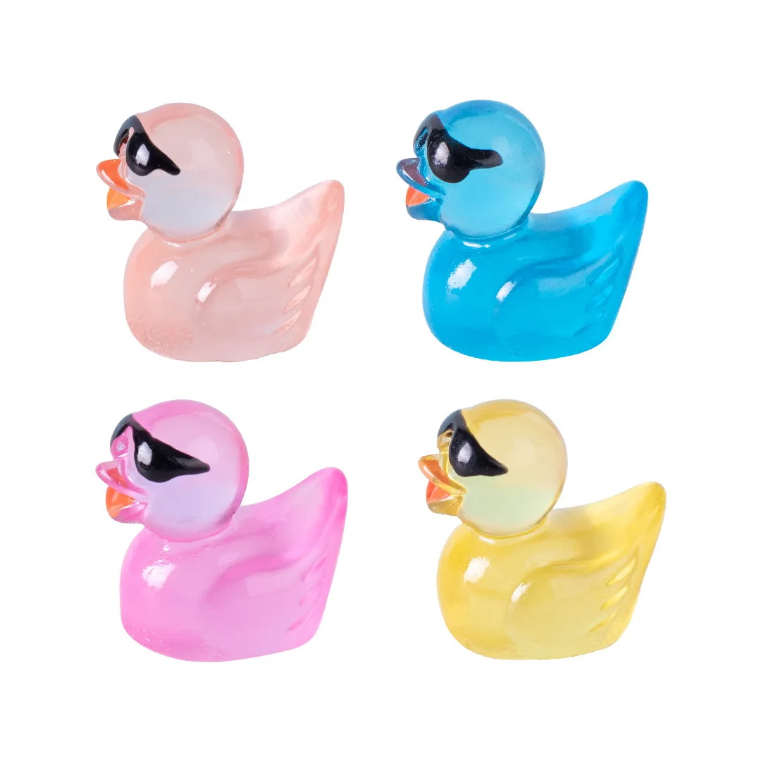 50Pcs Luminous Mini Ducks with Glasses Miniatures Mix 12 Colors Duck  Micro Landscape DIY Accessories Mini Ducks Home Decor