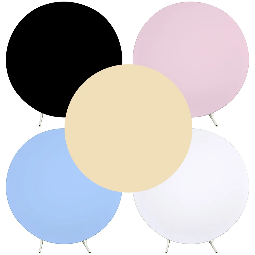 Mocsicka Round Background Cover Elastic Soft Pure Black White Blue Pink Beige Decor Wedding Birthday Backdrop Shooting Photozone