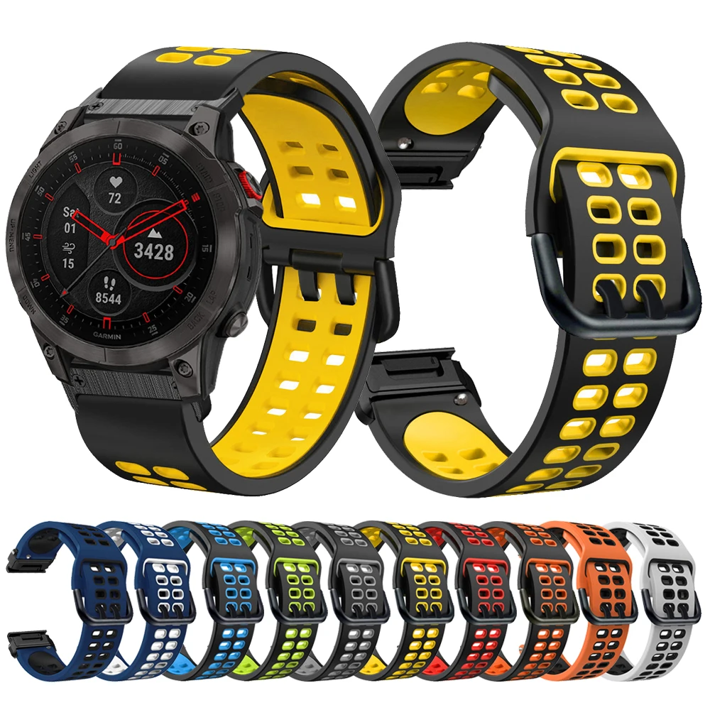 QuickFit 22mm 26mm Silicone Sport Strap For Garmin EPIX GEN2 Fenix7 7X Solar/6X 6XPro 5XPlus Forerunner 935 Enduro 2 Watchband