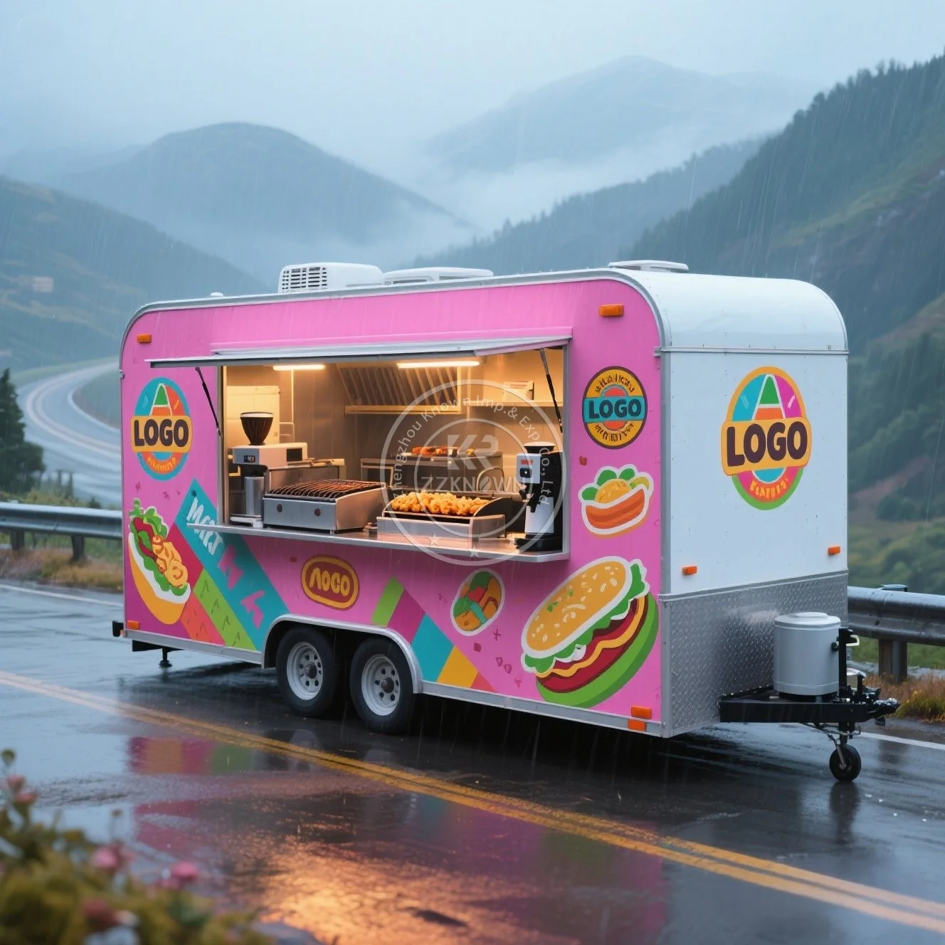 2025 caminhão de comida de alta qualidade pizza cachorro-quente sorvete móvel reboque de comida rápida para vendas de lanches de parque de escritório