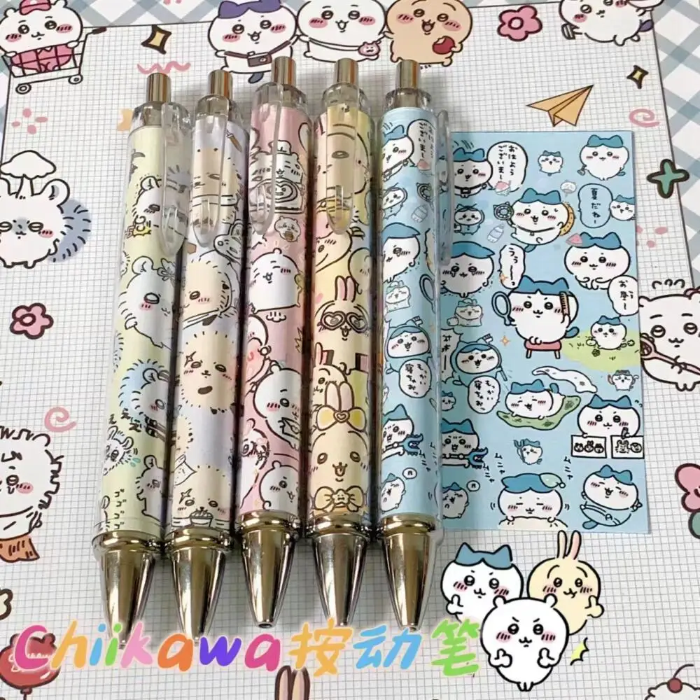 New Chiikawa Press Pen Hachiware Usagi Cute Cartoon Gel Pen Students Brush Questions with 0.5mm Roll Paper Pens Stationery