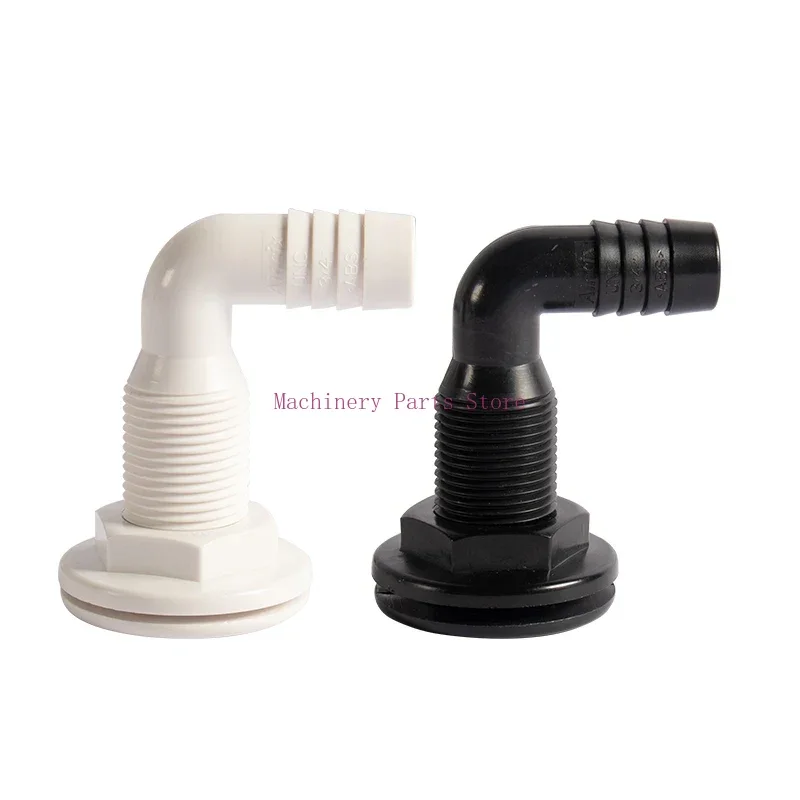 Boat Water Drain 90 Degree Elbow Drainage Scupper ABS White Black Connector Hose Coupling Drain Outlet Yacht Marine Part view 4