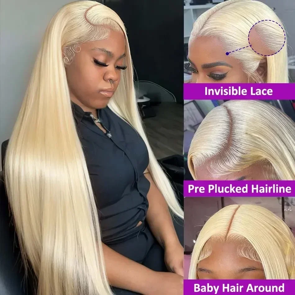 Wowear 13x6 Hd Transparent 613 Blonde Lace Frontal Human Hair Wigs 13x4 30 Inch Brazilian Straight Lace Front Human Hair Wigs image 2