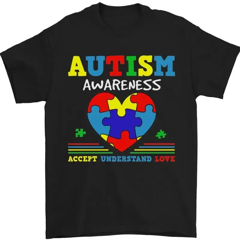 Autismo Conciencia Autista Love Acepta Asd Camiseta Hombre 100% de Algodón T shirt
